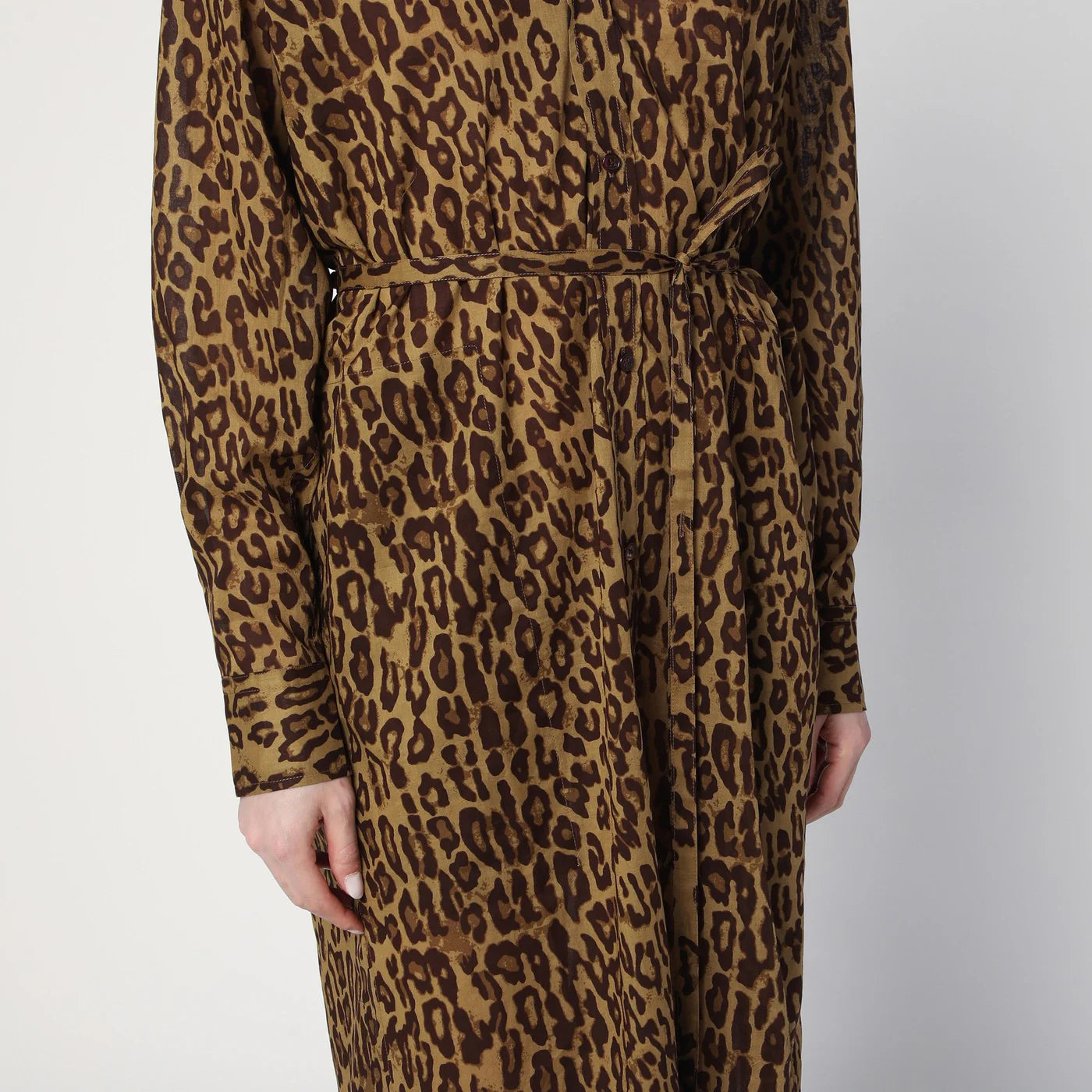 6397 Leopard-print shirt dress in cotton voile