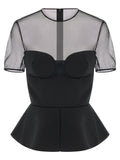 Nensi Dojaka Tailored Bustier With Sheer Neckline Top