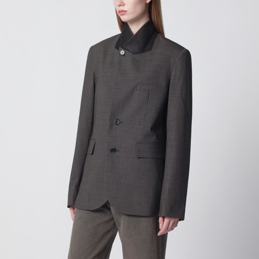 6397 Slate-grey microcheck jacket