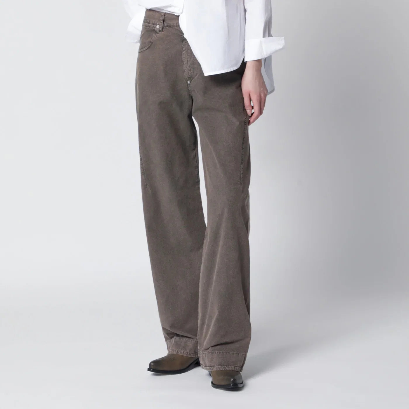 6397 Washed olive green wide-leg jeans