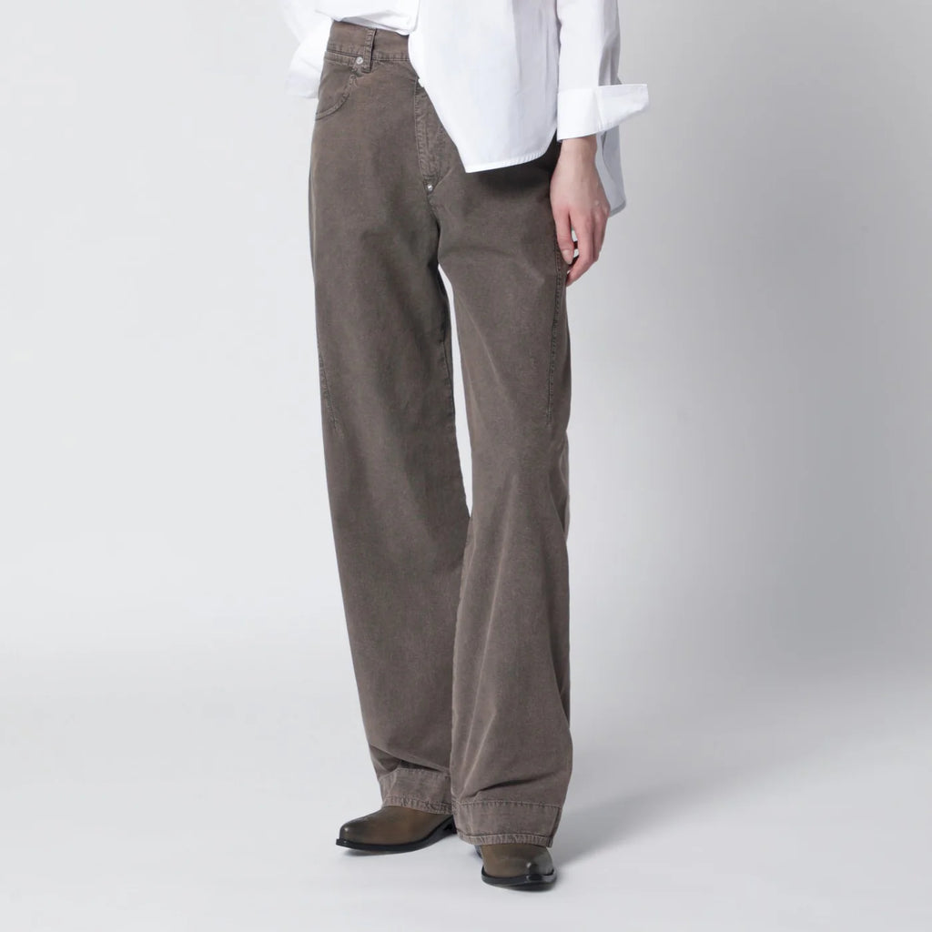 6397 Washed olive green wide-leg jeans