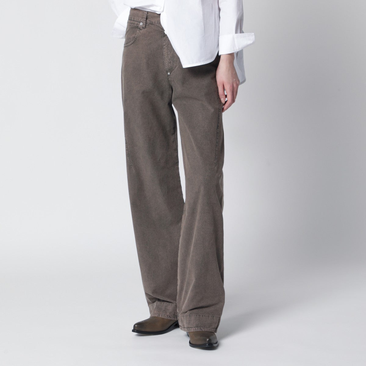 6397 Washed olive green wide-leg jeans