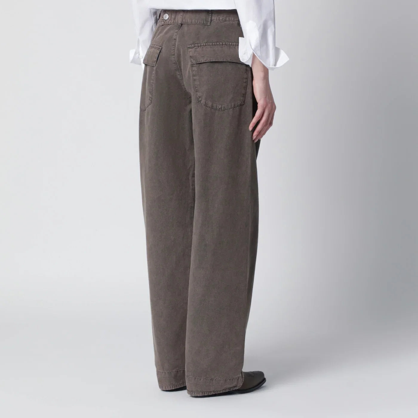6397 Washed olive green wide-leg jeans