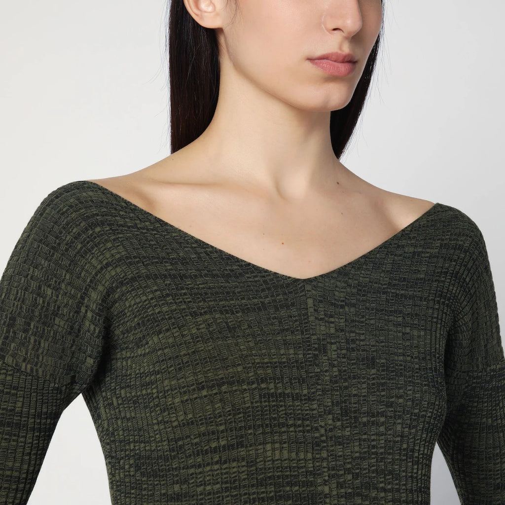 6397 Double-V military green sweater