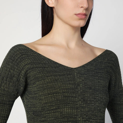 6397 Double-V military green sweater