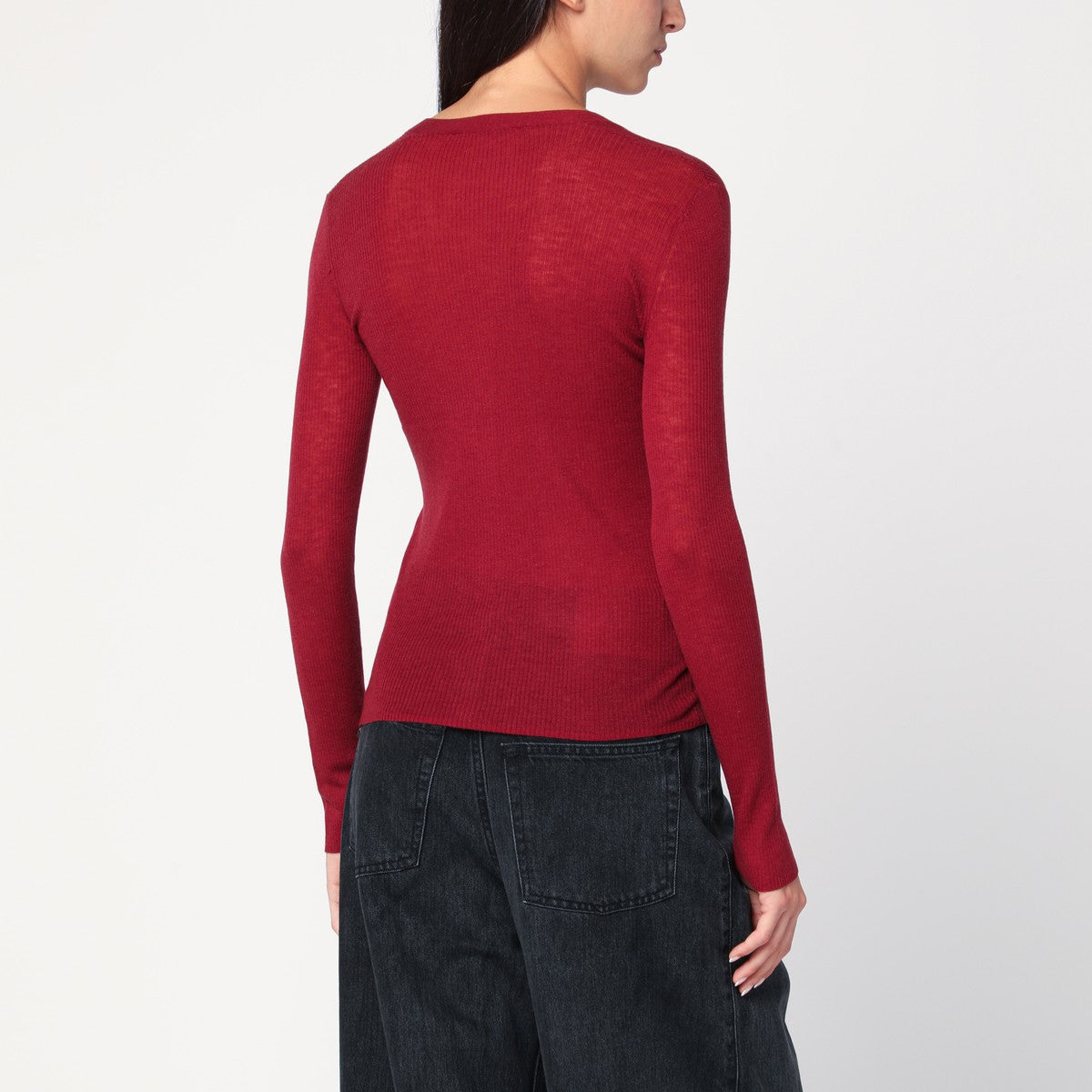 6397 Bordeaux semi-sheer knit cardigan