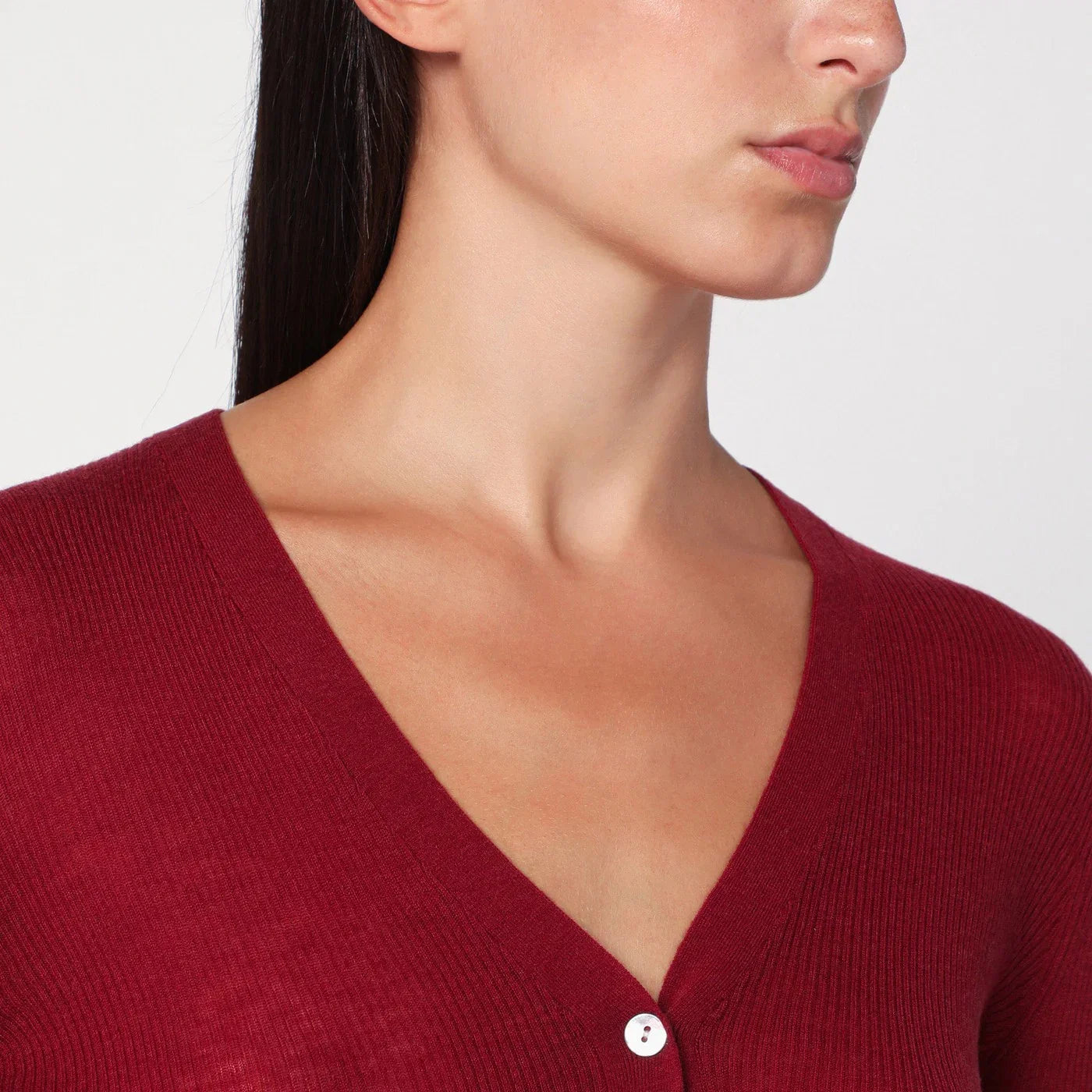6397 Bordeaux semi-sheer knit cardigan