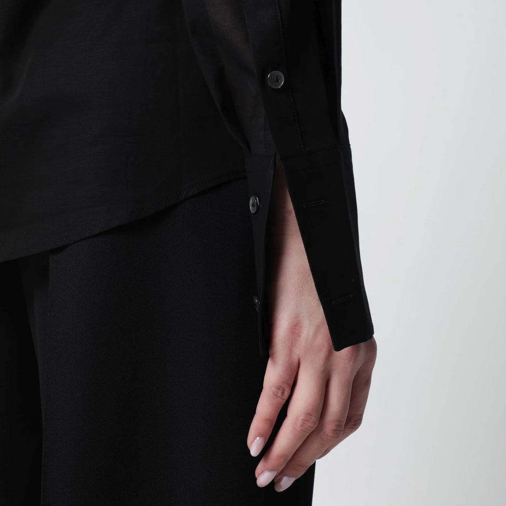6397 Black micro-pleated shirt