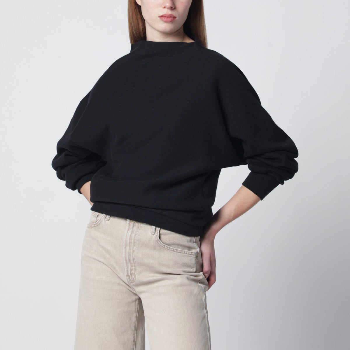 6397 Mud-coloured draped sweatshirt