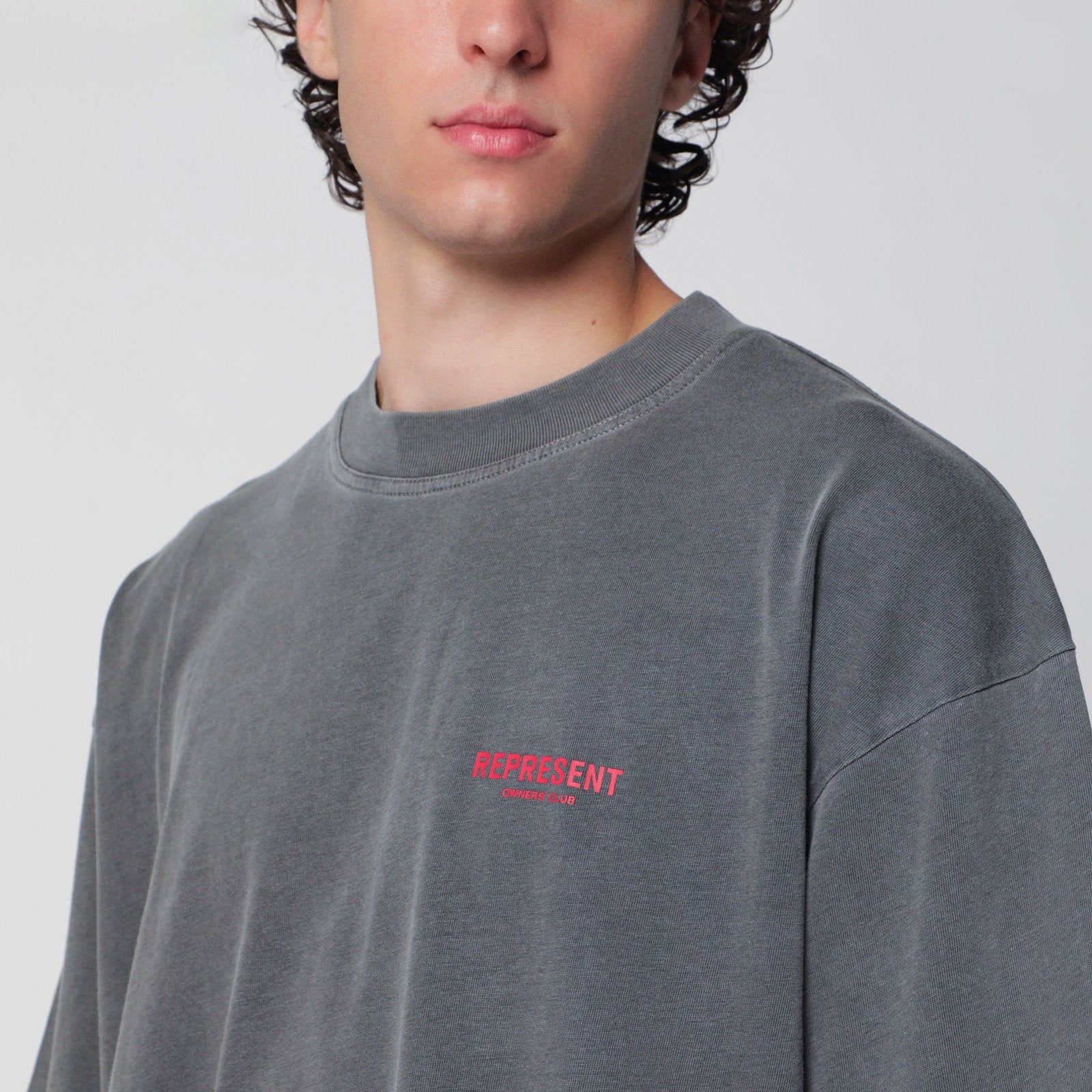 Represent Washed black cotton T-shirt with logo