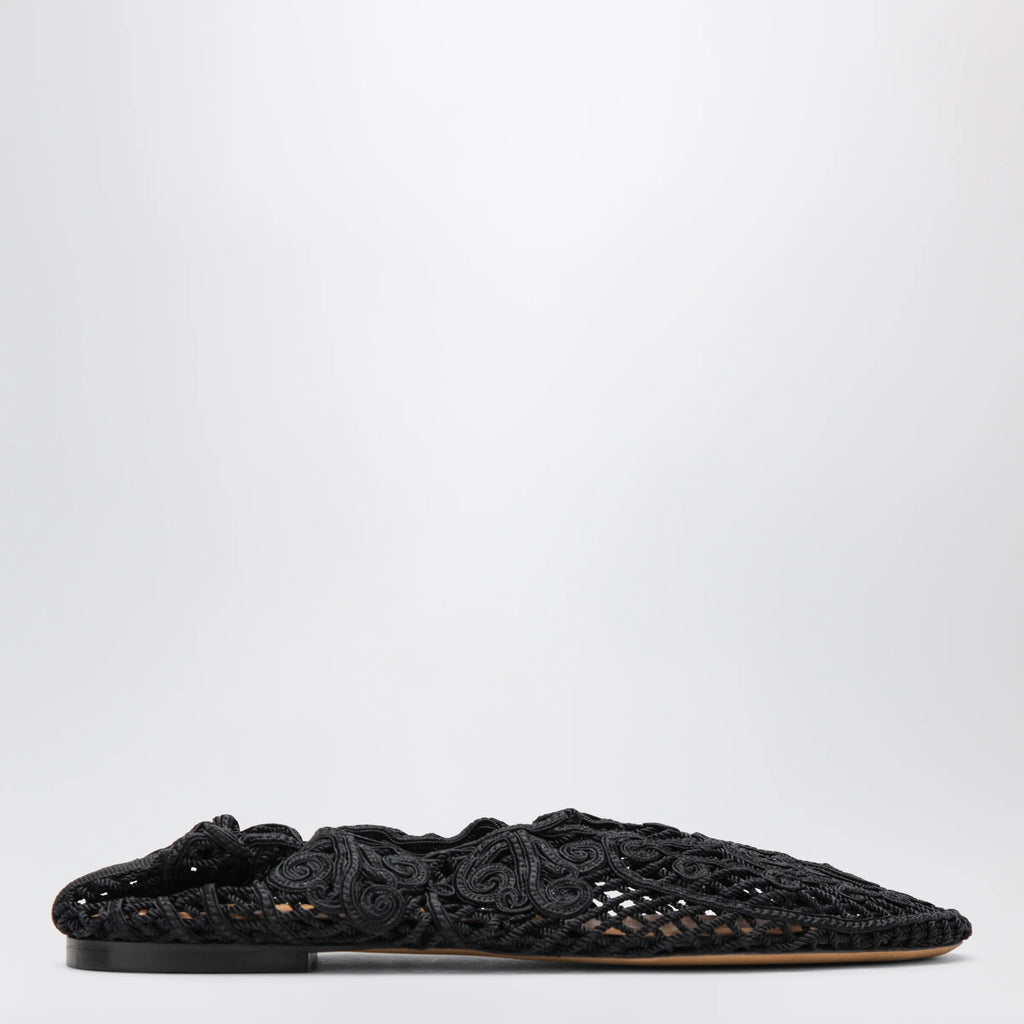 Odissi Black Iris crochet ballerina flats