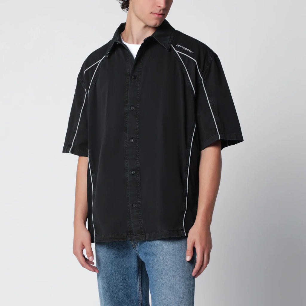 Off White Off-White™ Off-White black OWR Garment-Dyed Gabardine Sporty bowling shirt