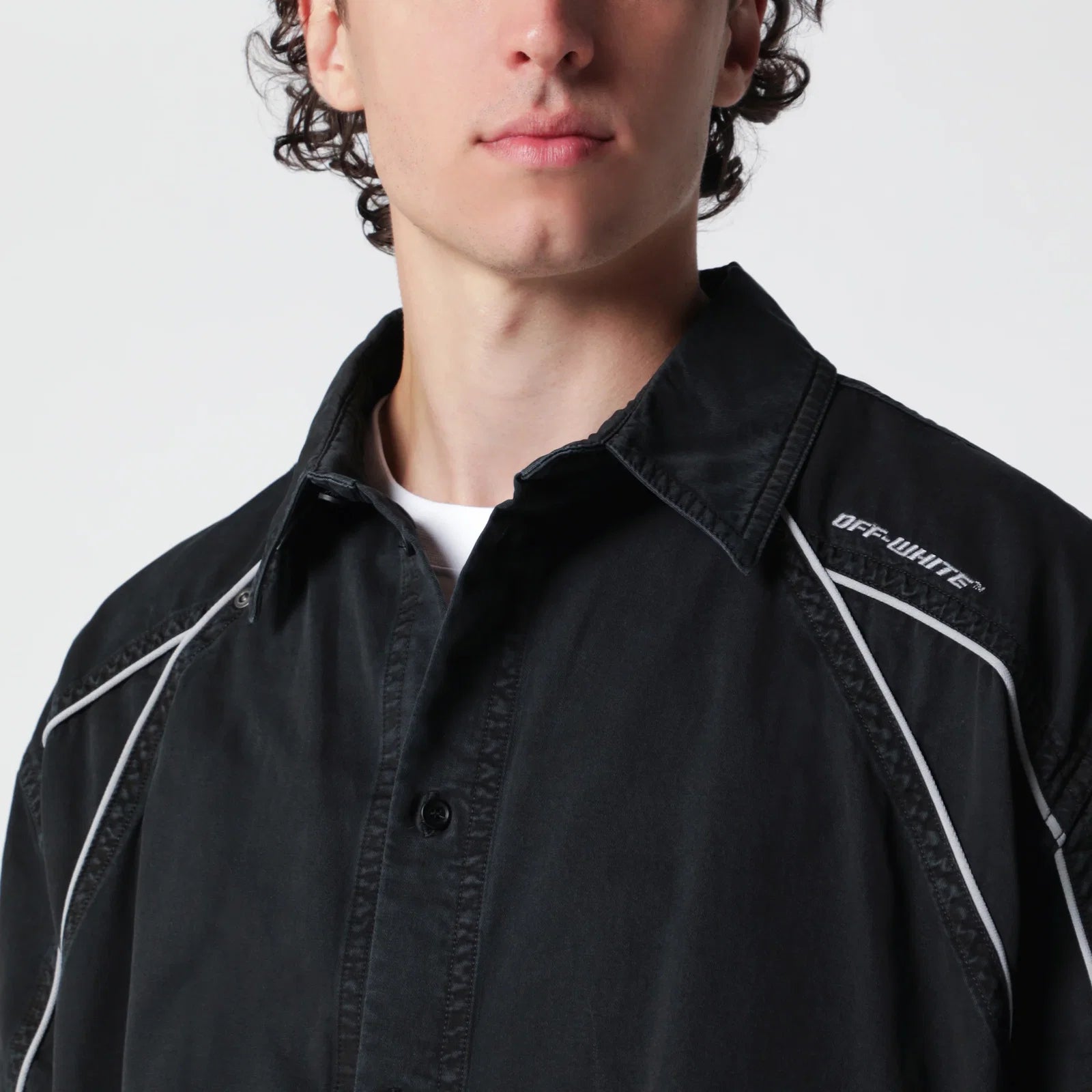 Off White Off-White™ Off-White black OWR Garment-Dyed Gabardine Sporty bowling shirt