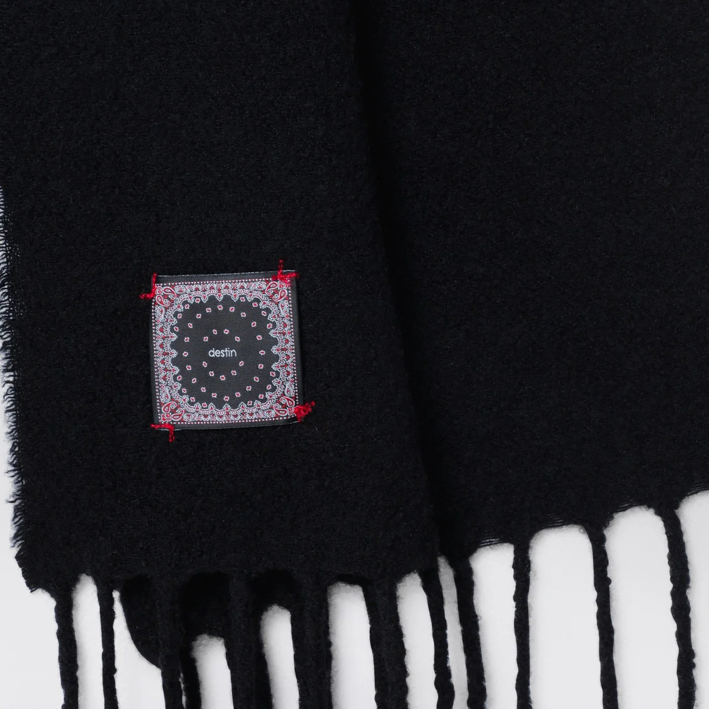 Destin Black wool and cahsmere scarf