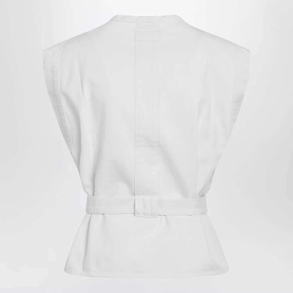 LEMAIRE White Chasuble shirt in bleached denim