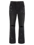 Purple P011 Knee Slit Paint Jeans