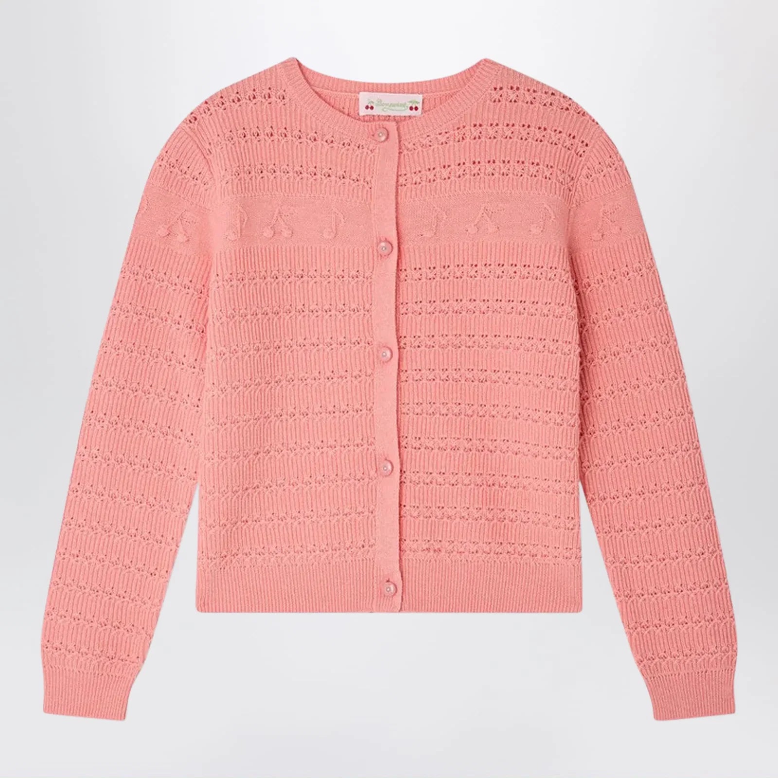 Bonpoint Mia cardigan with cherries and musical notes in wool blend