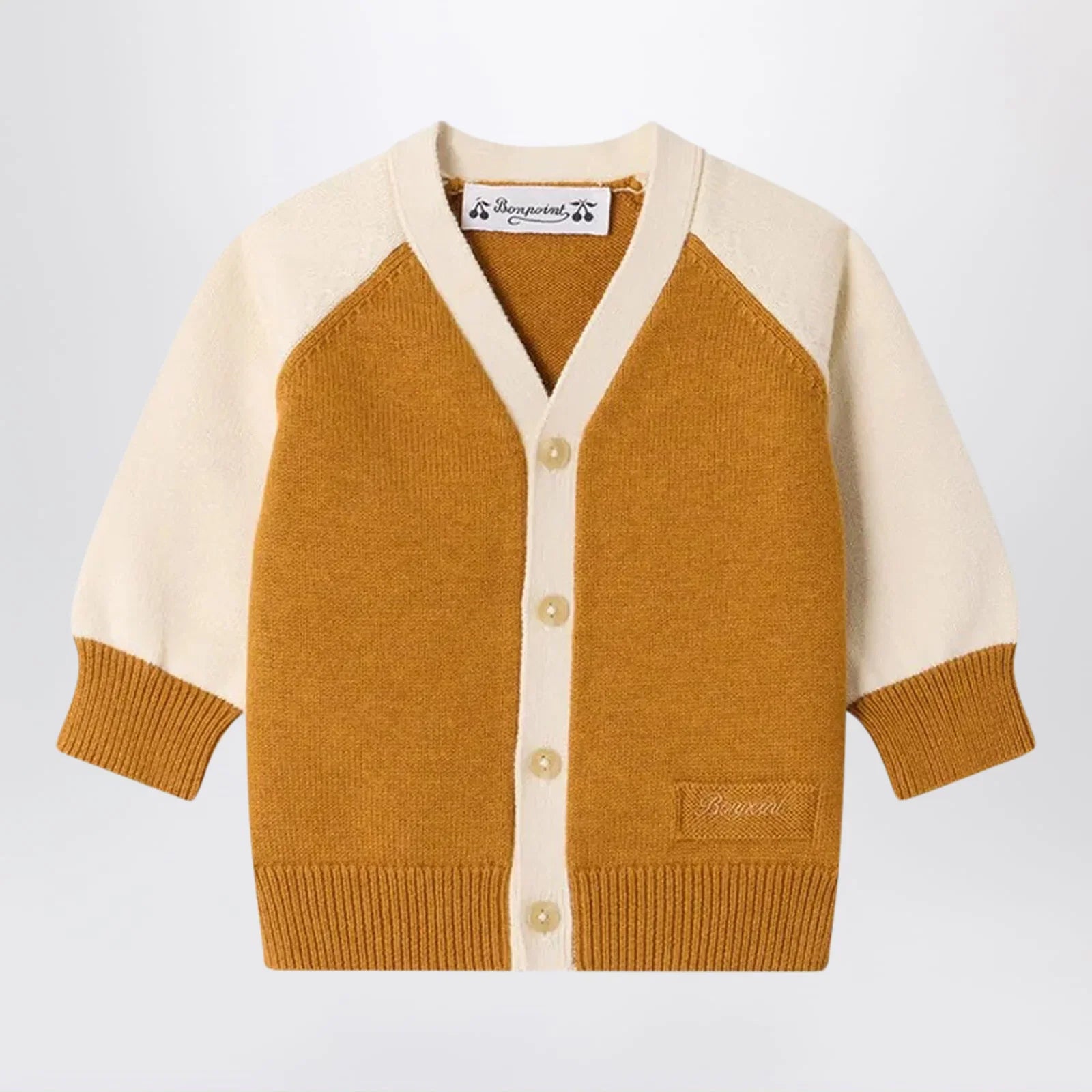 Bonpoint Marin cardigan in ochre cotton and cashmere