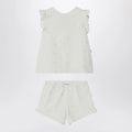 Il Gufo Two-piece white set with floral embroidery