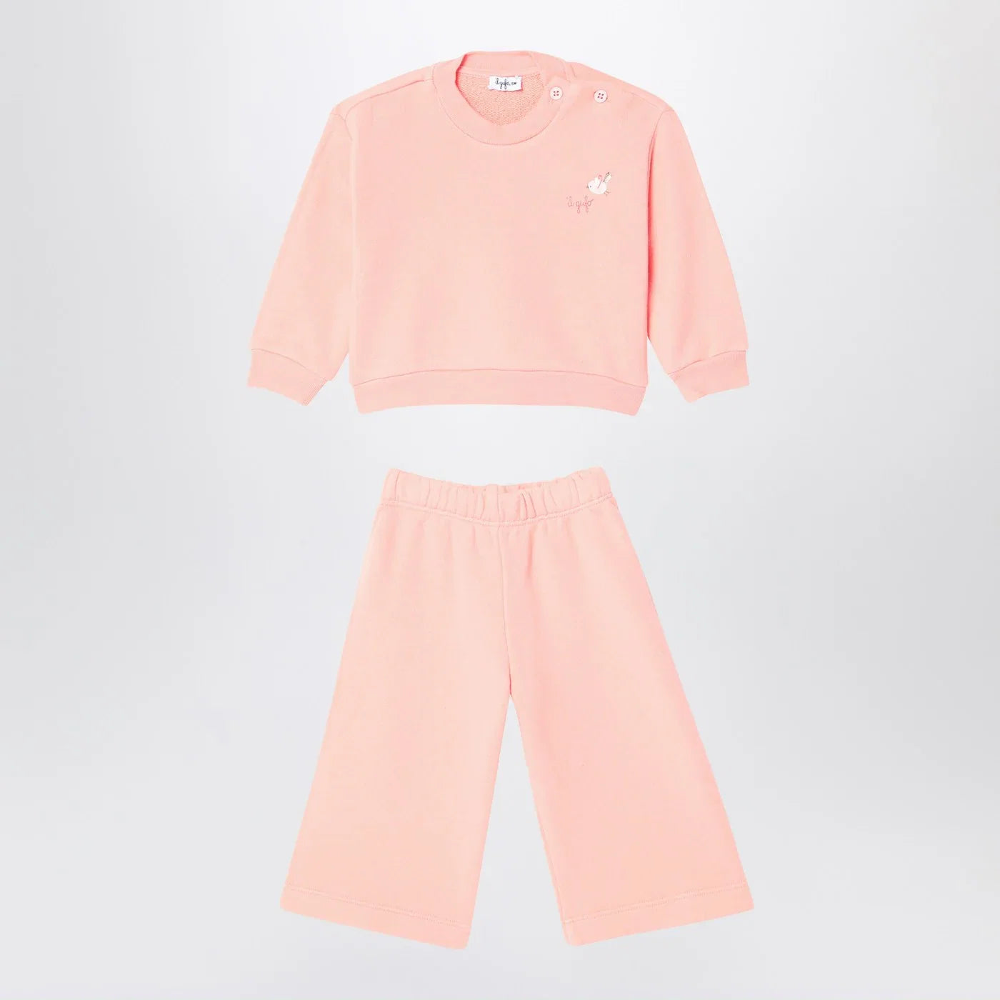Il Gufo Apricot-coloured set in cotton fleece