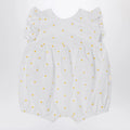 Il Gufo White romper with floral embroidery