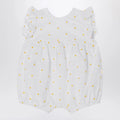 Il Gufo White romper with floral embroidery