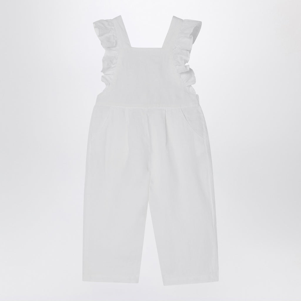 Il Gufo White linen overall with ruffles