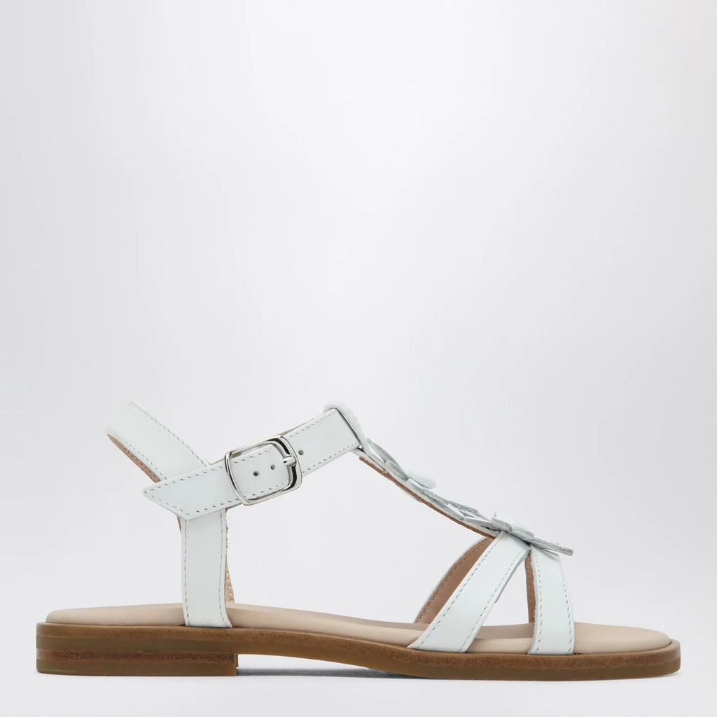 Il Gufo White sandal with applied flowers