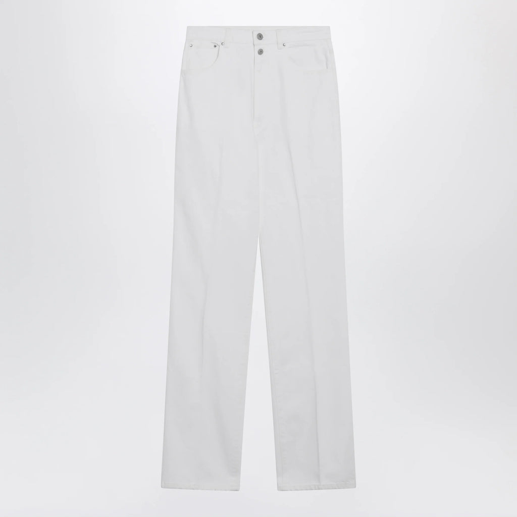 LEMAIRE High-waisted straight-leg jeans with belt in white denim