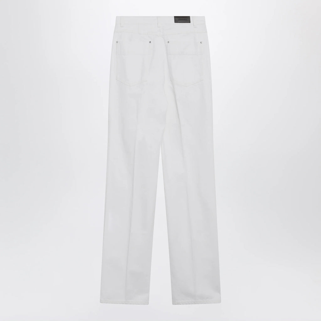 LEMAIRE High-waisted straight-leg jeans with belt in white denim
