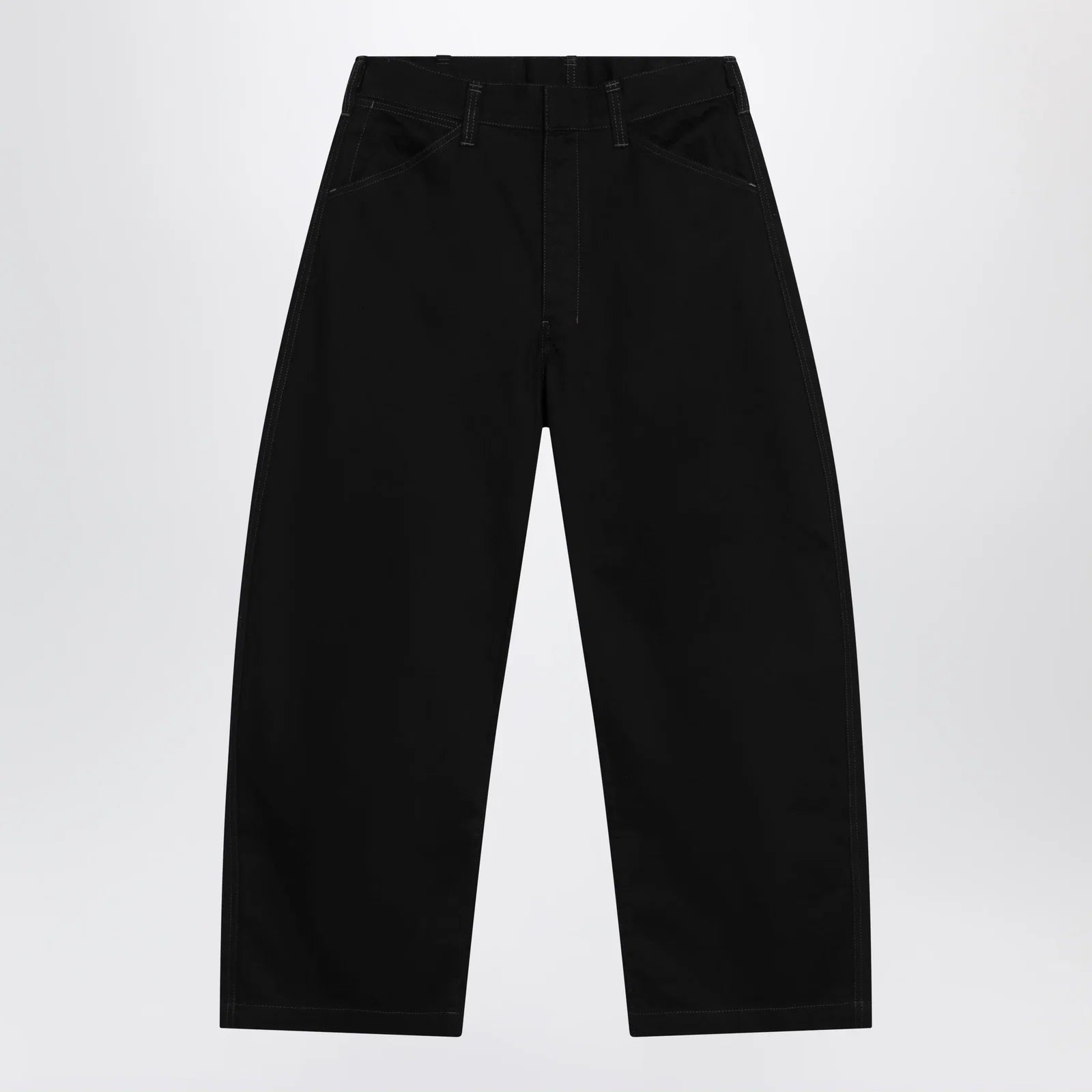 LEMAIRE Black wide-leg cotton trousers