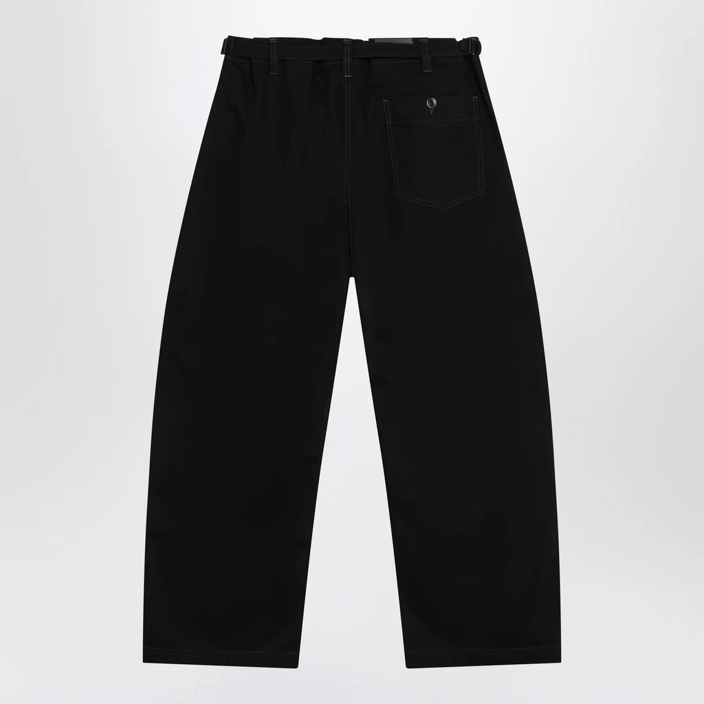 LEMAIRE Black wide-leg cotton trousers