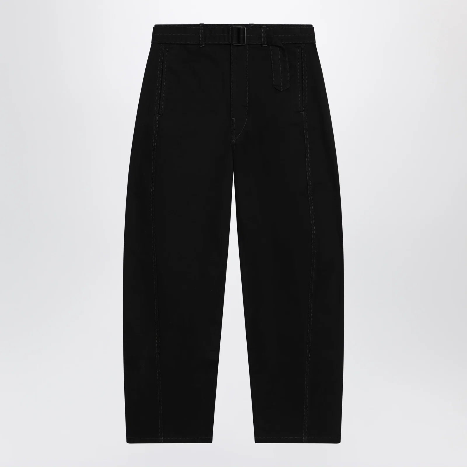 LEMAIRE Black cotton trousers with belt