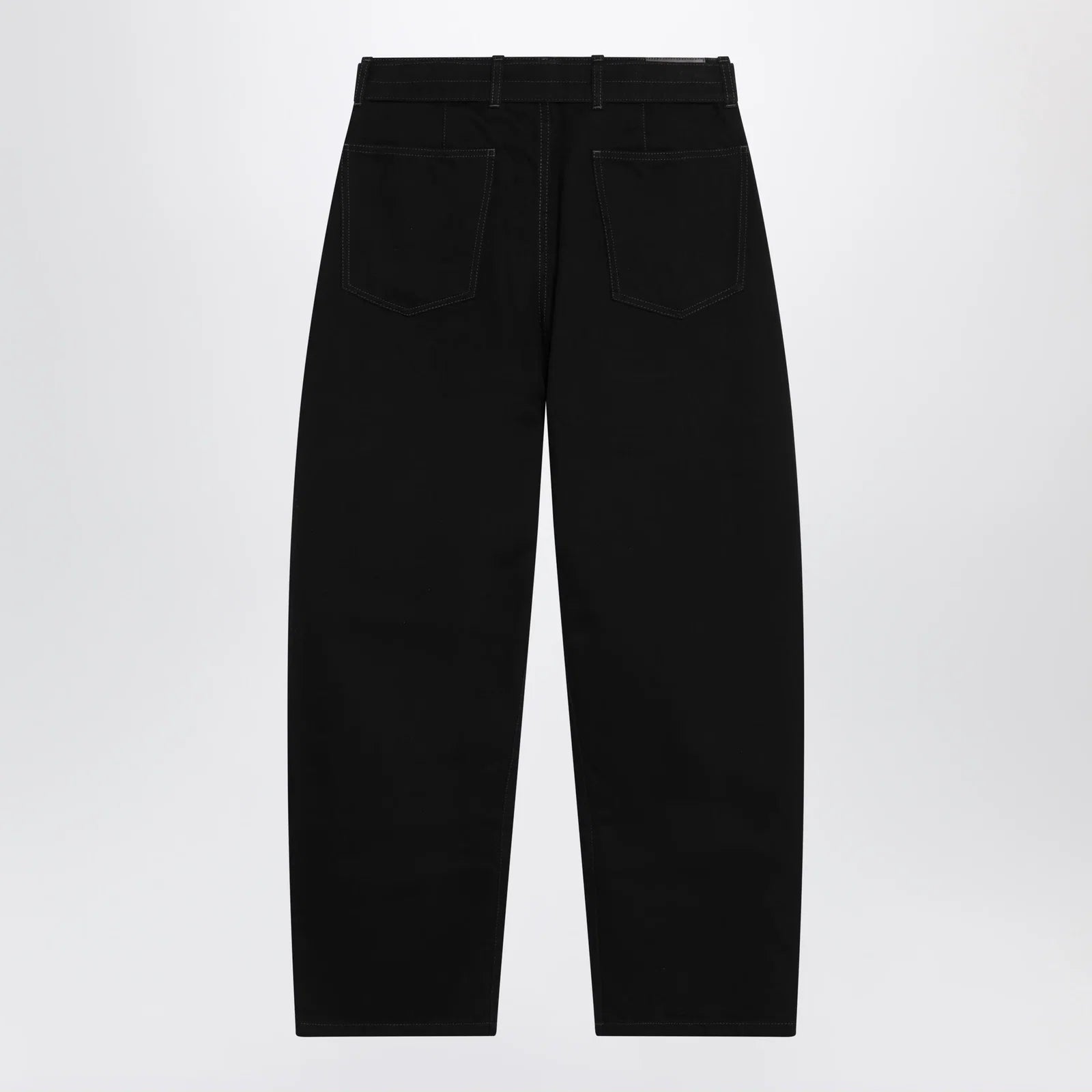 LEMAIRE Black cotton trousers with belt