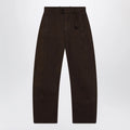 LEMAIRE Brown cotton trousers with belt