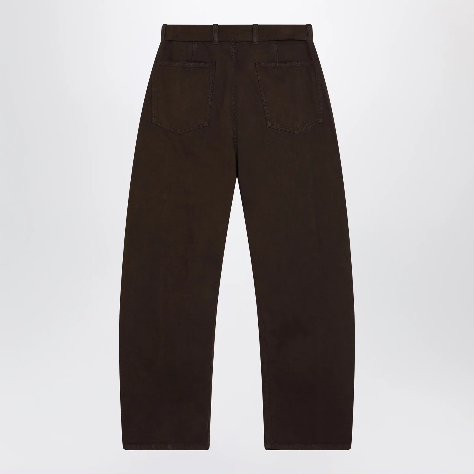LEMAIRE Brown cotton trousers with belt