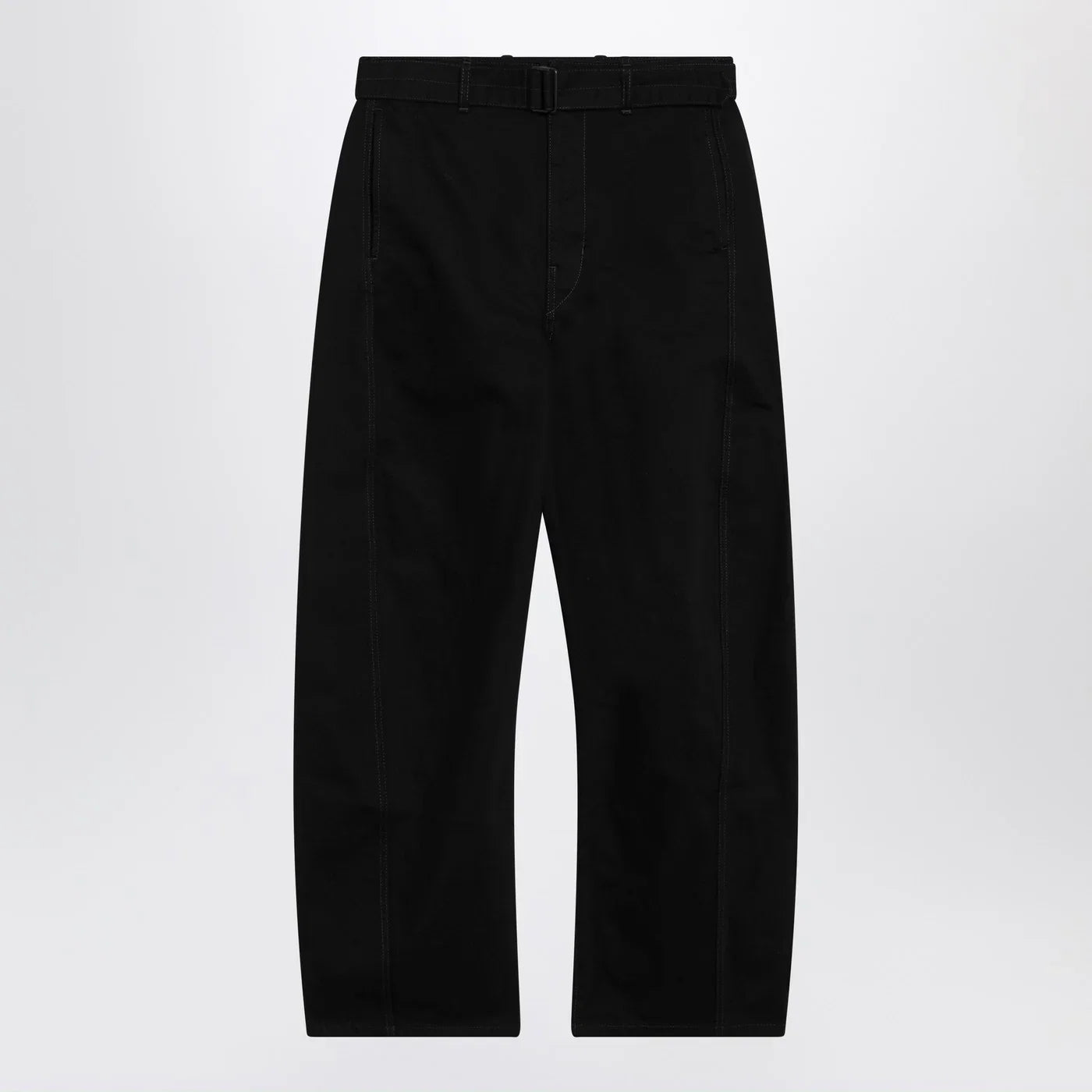 LEMAIRE Black cotton trousers with belt