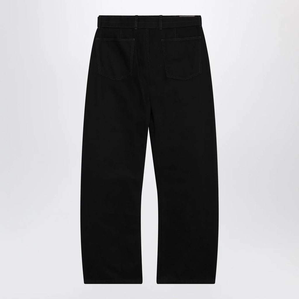 LEMAIRE Black cotton trousers with belt