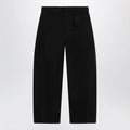 LEMAIRE Black cotton trousers with belt