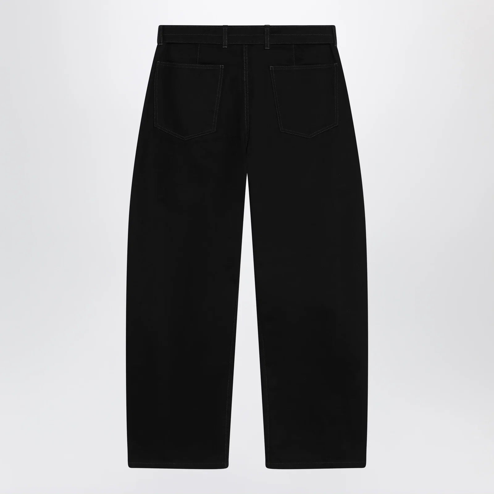 LEMAIRE Black cotton trousers with belt