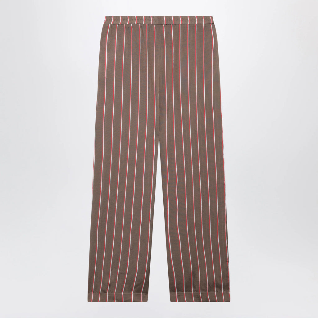 The Frankie Shop Brown striped viscose and silk shorts