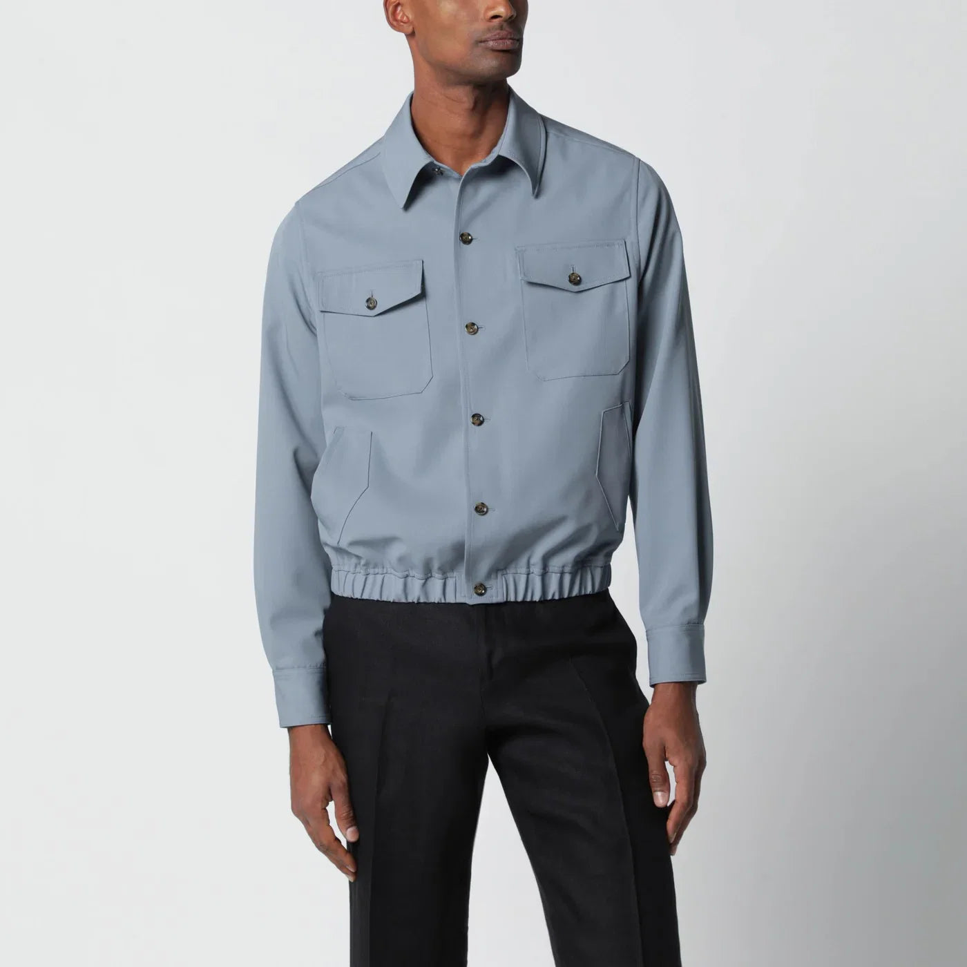 Lardini Grey wool shirt jacket