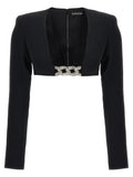 David Koma Top 3d Crystsal Chain And Square Neck