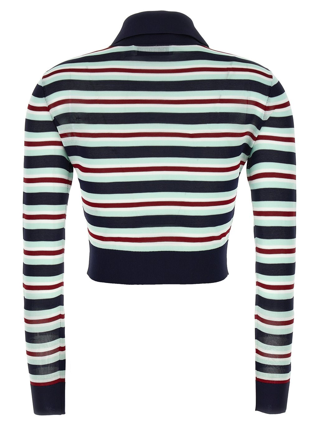 Self-Portrait Self Portrait Navy Striped Viscose Knit Cardigan