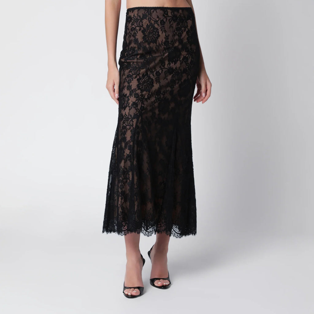 Self-Portrait SELF PORTRAIT Lace midi skirt in black