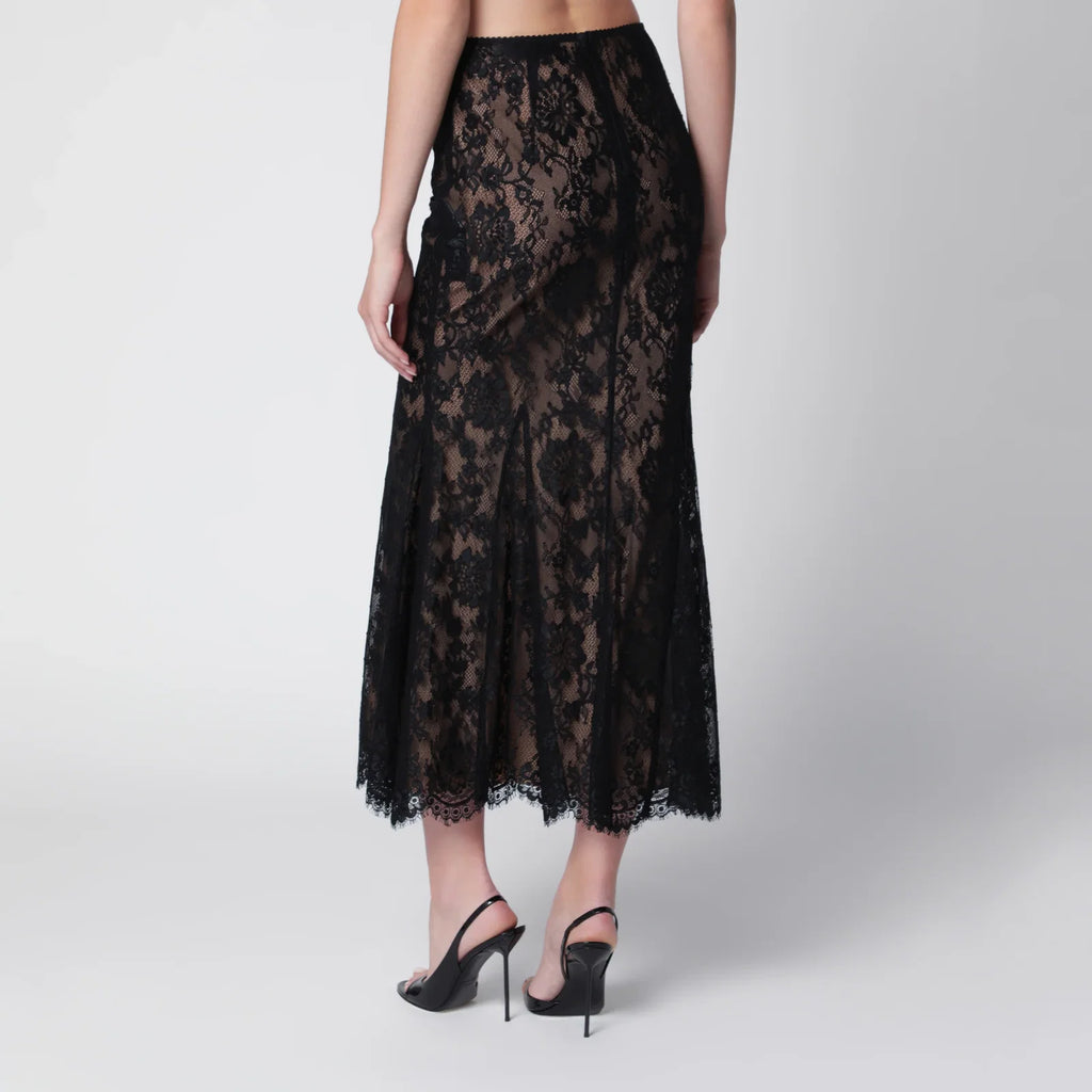 Self-Portrait SELF PORTRAIT Lace midi skirt in black