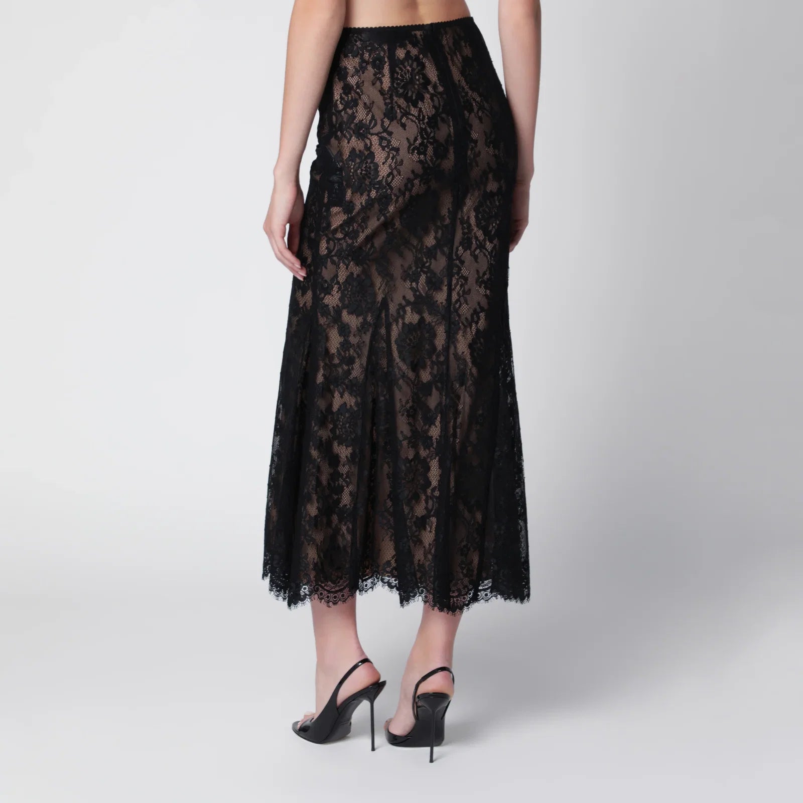 Self-Portrait SELF PORTRAIT Lace midi skirt in black
