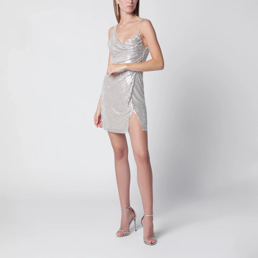 Self-Portrait SELF PORTRAIT Champagne mini dress with rhinestones