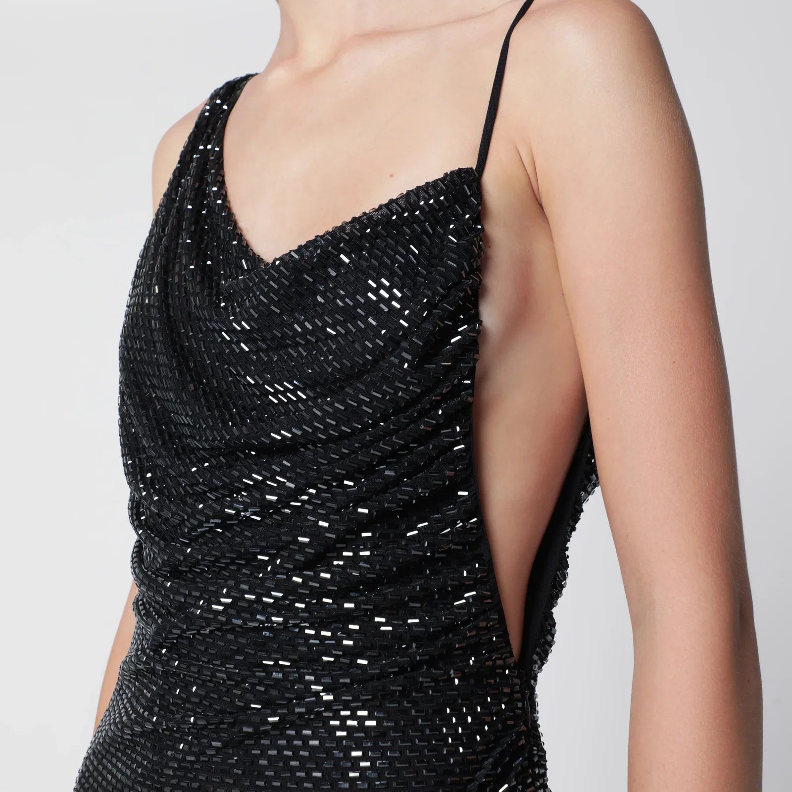 Self-Portrait SELF PORTRAIT Draped rhinestone-embellished maxi dress in black
