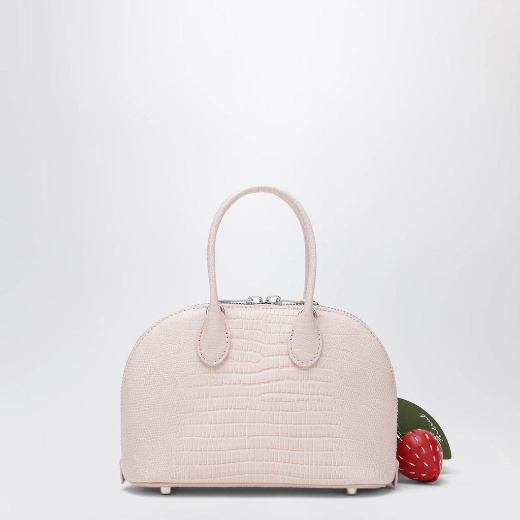 Self-Portrait SELF PORTRAIT Mini embossed leather bowling bag in pink